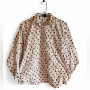 Vintage Seattle Bay Apparel Cotton Button Up Pink Flowers